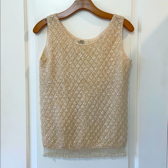 Vintage 1950s Hand Beaded Wool Top by Cyn Les - Picture 1 of 8